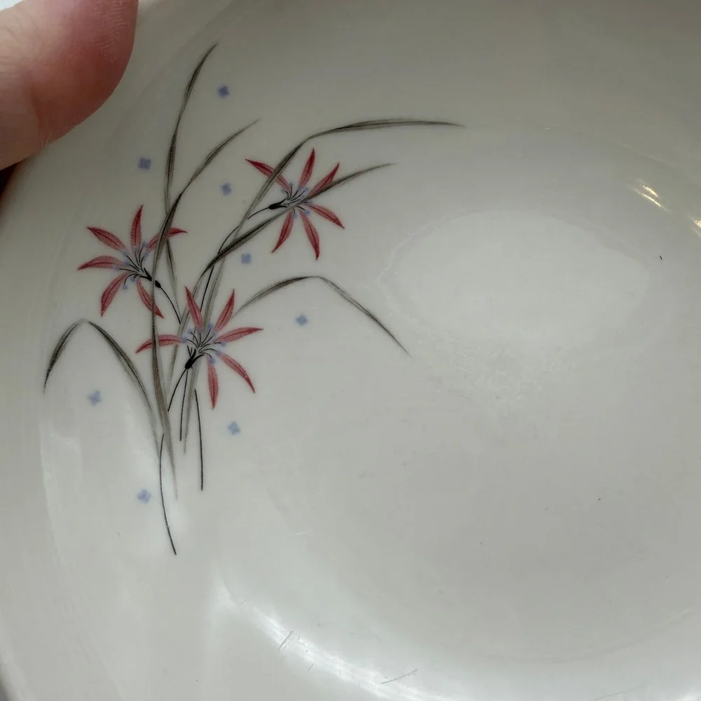 Syracuse China Flame Lily Vintage Cereal Soup Bowls Set of 2 MCM